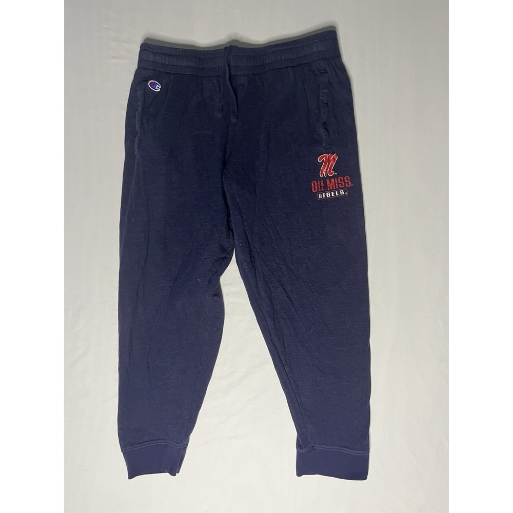 Champion Ole Miss Rebels Joggers Pants Men's Size Large Blue Pockets Activewear